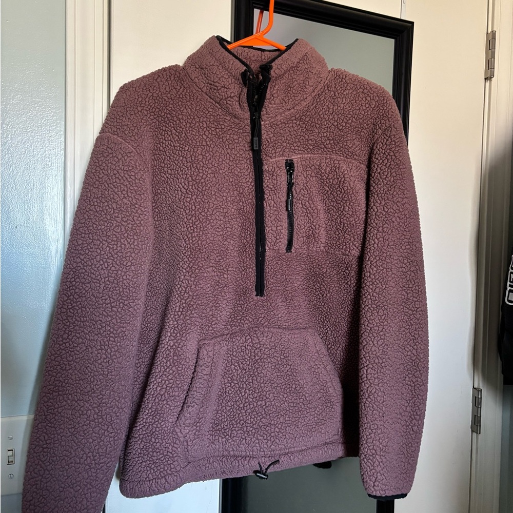 Women’s purple Sherpa quarter zip sweater